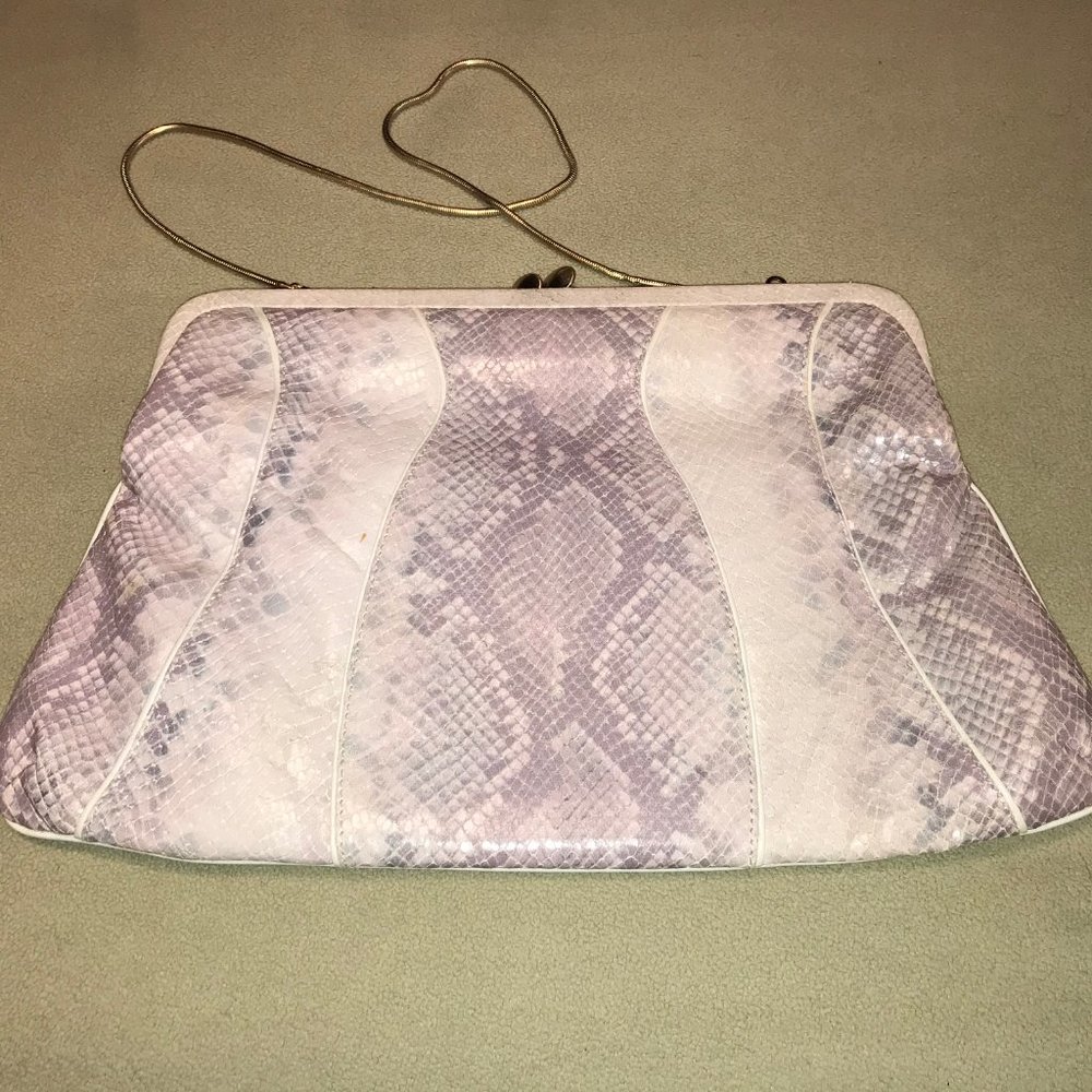 Via Spiga Chelan Snakeskin   Leather Print Clutch